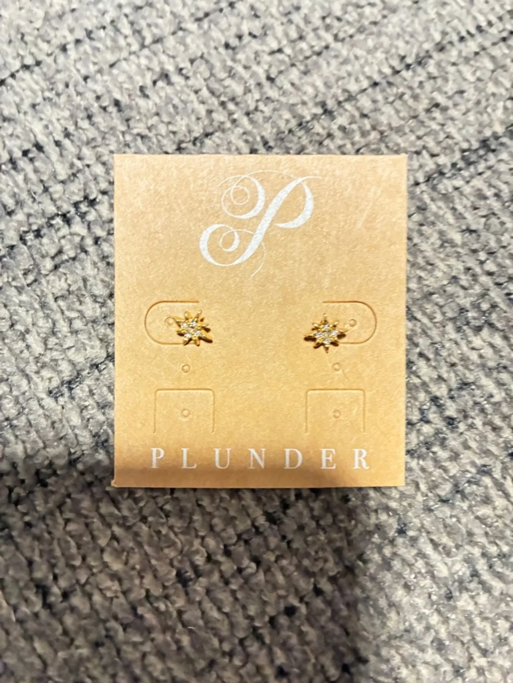 Plunder Gold Sparkling Starburst Stud Earrings - Gold - Picture 3 of 3